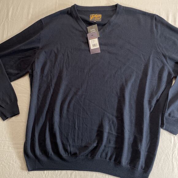 *NEW* Johnny Bigg Men's Pullover 6XL V-Neck Navy Sweater Wool Blend - Picture 1 of 9